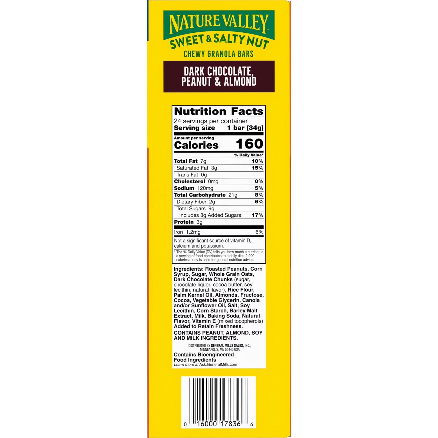 Nature Valley Sweet and Salty Nut Bars, Dark Chocolate Peanut Almond, 24 Bars, 28.8 oz