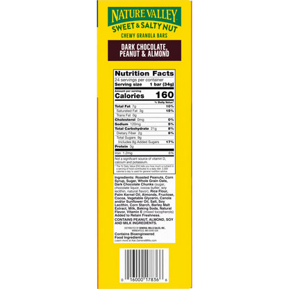 Nature Valley Sweet and Salty Nut Bars, Dark Chocolate Peanut Almond, 24 Bars, 28.8 oz