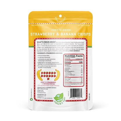 Nature’s Turn Freeze-Dried Strawberry Banana Crisps, No Added Sugar, Healthy Natural Fruit Crisp Snack for School Lunches, 6 Pack (1.2 oz Each)