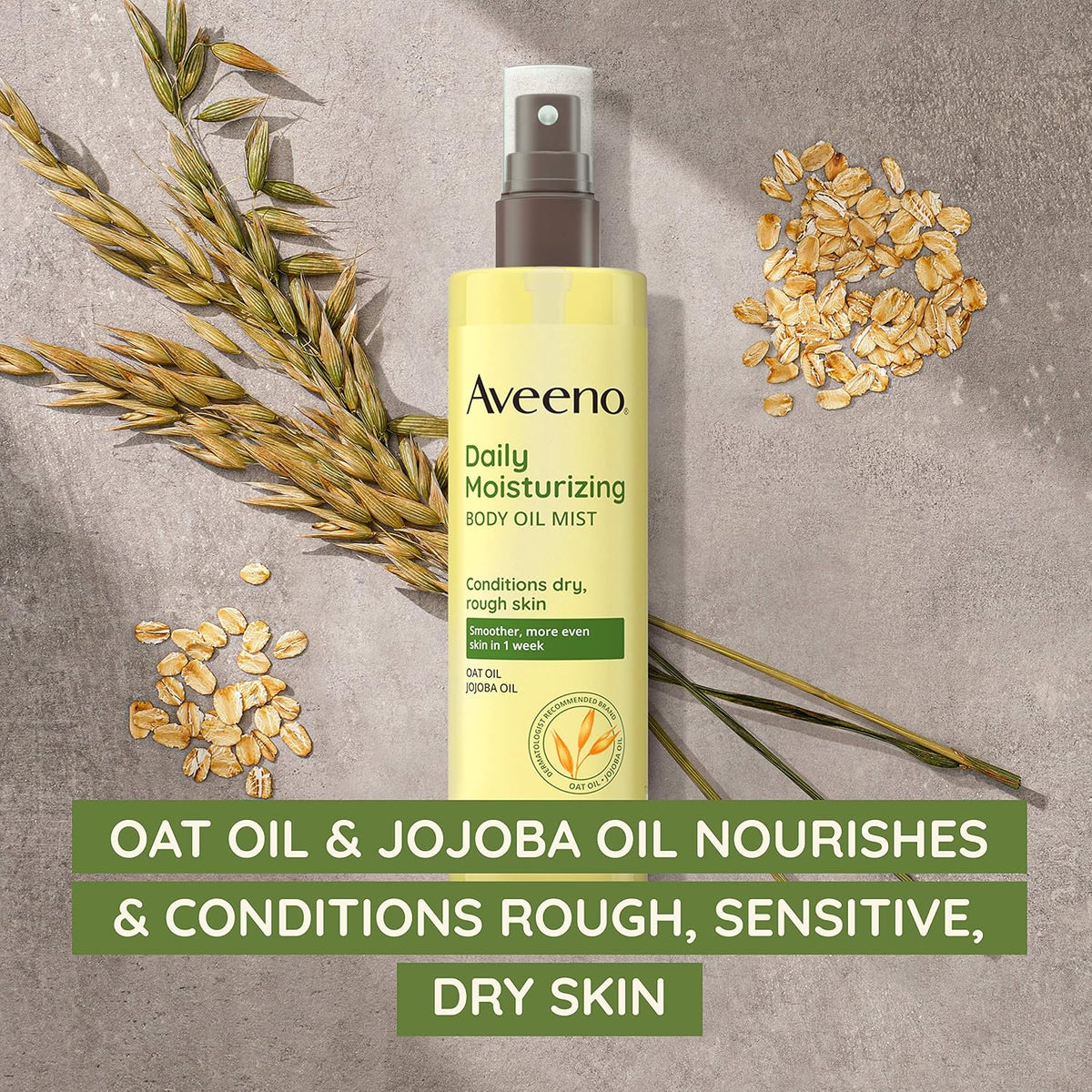 Aveeno Daily Moisturizing Body Oil Mist with Oat & Jojoba Oil for Dry Sensitive Skin,Nourishing Body Spray for Smoother Skin,Paraben-,Silicone- & Alcohol-Free,6.7 fl. oz,(Pack of 4)