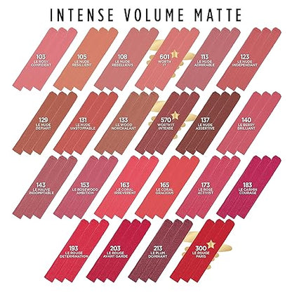 L'Oreal Paris Colour Riche Intense Volume Matte Lipstick, Lip Makeup Infused with Hyaluronic Acid for up to 16HR Wear, Le Nude Defiant, 0.06 Oz