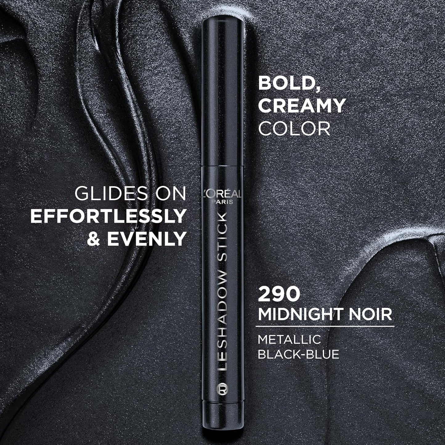 L'Oreal Paris Makeup Le Shadow Stick Eyeshadow, Blendable, Smudge-Resistant, Smokey Cream Eyeshadow, 290 Midnight Noir
