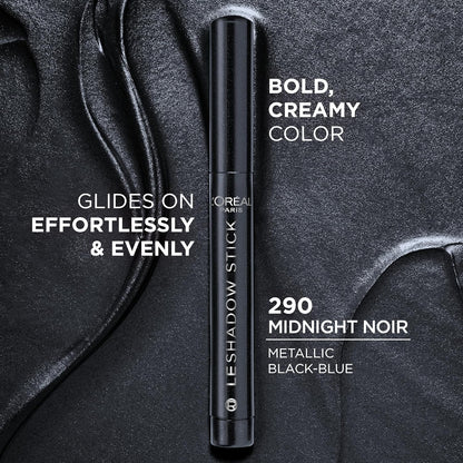 L'Oreal Paris Makeup Le Shadow Stick Eyeshadow, Blendable, Smudge-Resistant, Smokey Cream Eyeshadow, 290 Midnight Noir