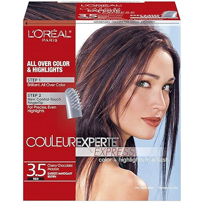 L'Oreal Paris Couleur Experte 2-Step Home Hair Color and Highlights Kit, Chocolate Mousse