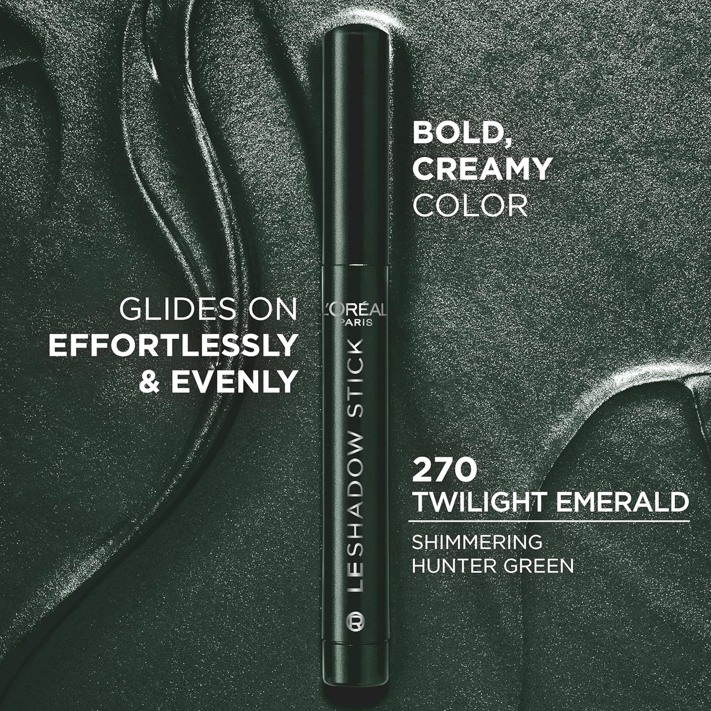 L'Oreal Paris Makeup Le Shadow Stick Eyeshadow, Blendable, Smudge-Resistant, Smokey Cream Eyeshadow, 270 Twilight Emerald