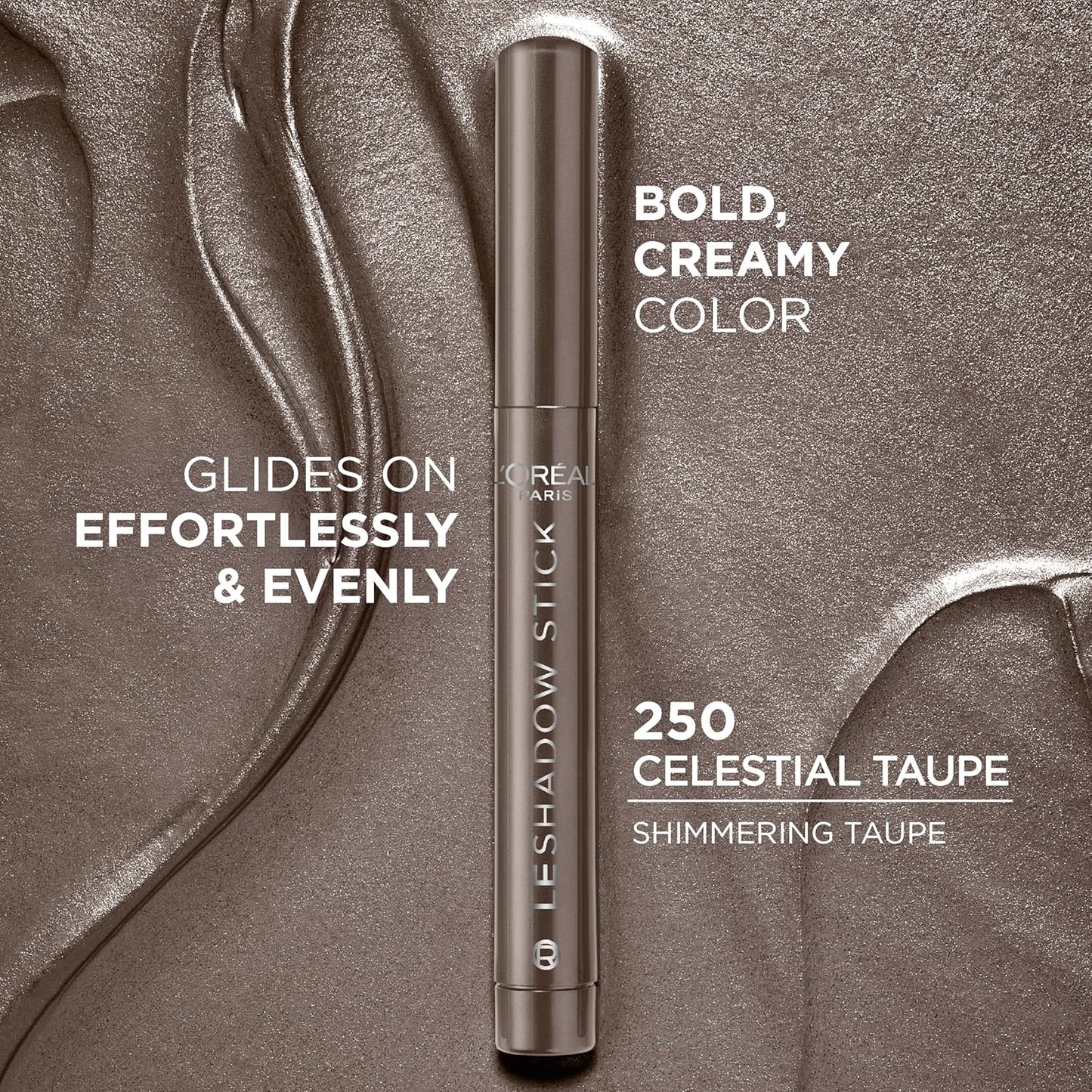 L'Oreal Paris Makeup Le Shadow Stick Eyeshadow, Blendable, Smudge-Resistant, Smokey Cream Eyeshadow, 250 Celestial Taupe