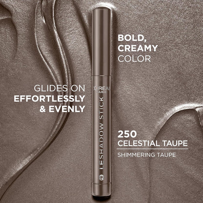 L'Oreal Paris Makeup Le Shadow Stick Eyeshadow, Blendable, Smudge-Resistant, Smokey Cream Eyeshadow, 250 Celestial Taupe