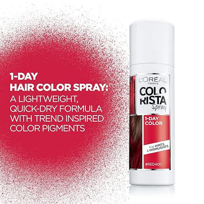 L'Oreal Paris Colorista 1-Day Washable Temporary Hair Color Spray, Red, 2 Ounces