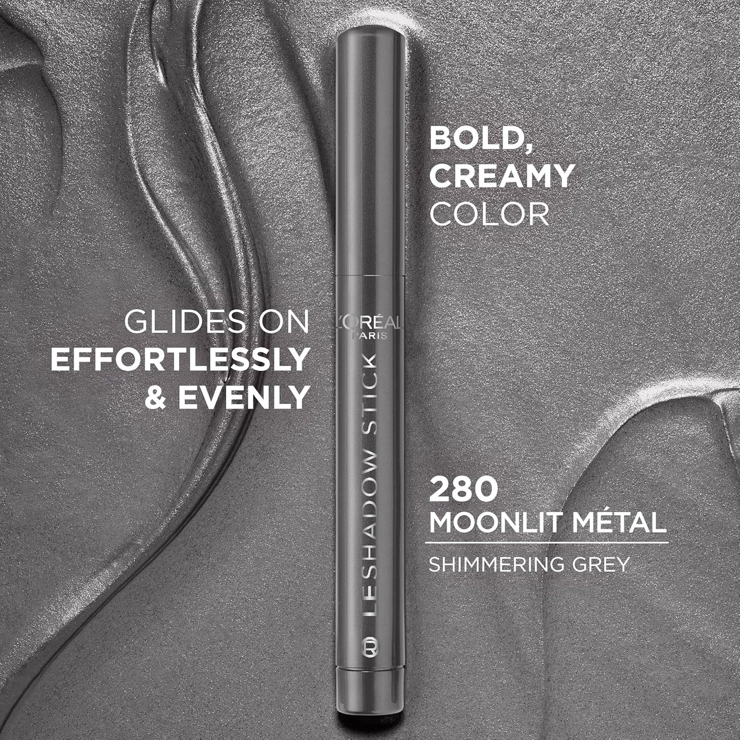L'Oreal Paris Makeup Le Shadow Stick Eyeshadow, Blendable, Smudge-Resistant, Smokey Cream Eyeshadow, 280 Moonlit Metal