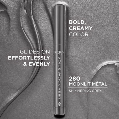 L'Oreal Paris Makeup Le Shadow Stick Eyeshadow, Blendable, Smudge-Resistant, Smokey Cream Eyeshadow, 280 Moonlit Metal