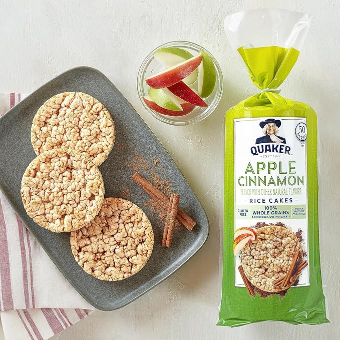 Quaker Large Rice Cakes, Apple Cinnamon, Pack of 3