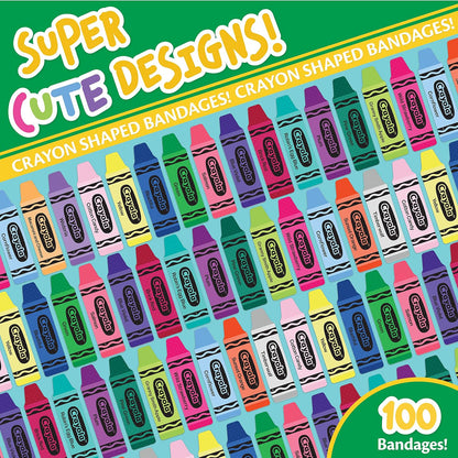 Crayola Shaped Kids Adhesive Bandages, 100 Count | For Minor Cuts, Scrapes, & Burns. Great for Birthdays, School Supplies, Stickers, Stocking Stuffers & White Elephant Gifts
