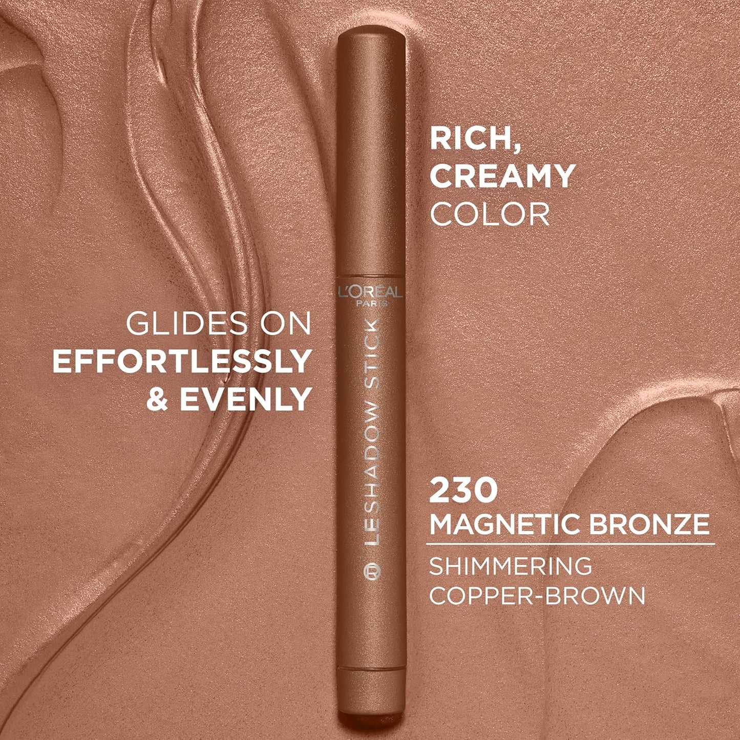 L'Oreal Paris Makeup Le Shadow Stick Eyeshadow, Blendable, Smudge-Resistant, Cream Eyeshadow, Magnetic Bronze, 0.05 Oz