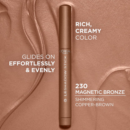 L'Oreal Paris Makeup Le Shadow Stick Eyeshadow, Blendable, Smudge-Resistant, Cream Eyeshadow, Magnetic Bronze, 0.05 Oz