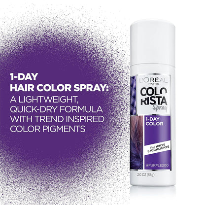 L'Oreal Paris Colorista 1-Day Washable Temporary Hair Color Spray, Purple, 2 Ounces