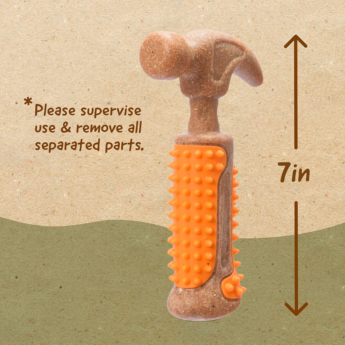 Arm & Hammer Chew Tools Compressed Wood Hammer Dog Chew Toy, 7 In