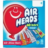 Airheads Peanut-Free Full-Size Chewy Candy Bars, Assorted Fruit Flavors, Bulk Candy Individually Wrapped, 60 Count Display Changemaker Box