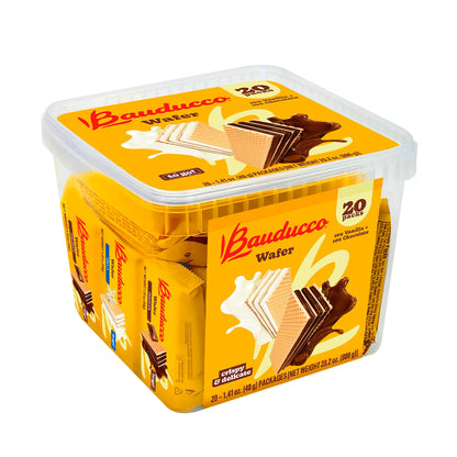Bauducco Chocolate & Vanilla Wafer Cookies, Single Serve Crispy & Delicate Wafer Cookies, Pack of 20, 28.2oz