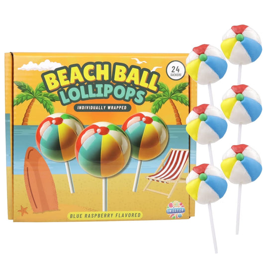 Beach Ball Lollipops, Individually Wrapped Suckers, 24 Count Box, 10.16 Ounces