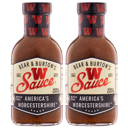 Bear and Burton's W Sauce | Distinctive Worcestershire Sauce Blend | Perfect for Steaks, Dressings & Marinades | 12 Oz - Pack of 2