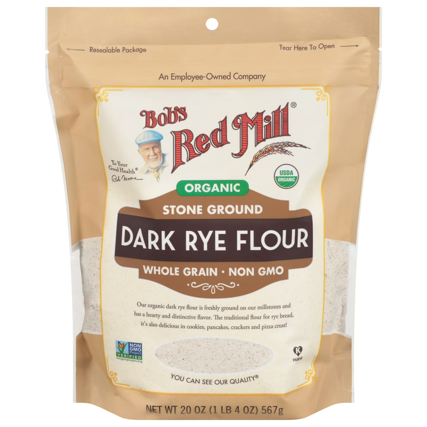 Bob's Red Mill Organic Dark Rye Flour, 20 oz Bag