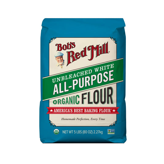 Bob's Red Mill Organic Unbleached White All-Purpose Flour, Allergen-Free, 5 lbs