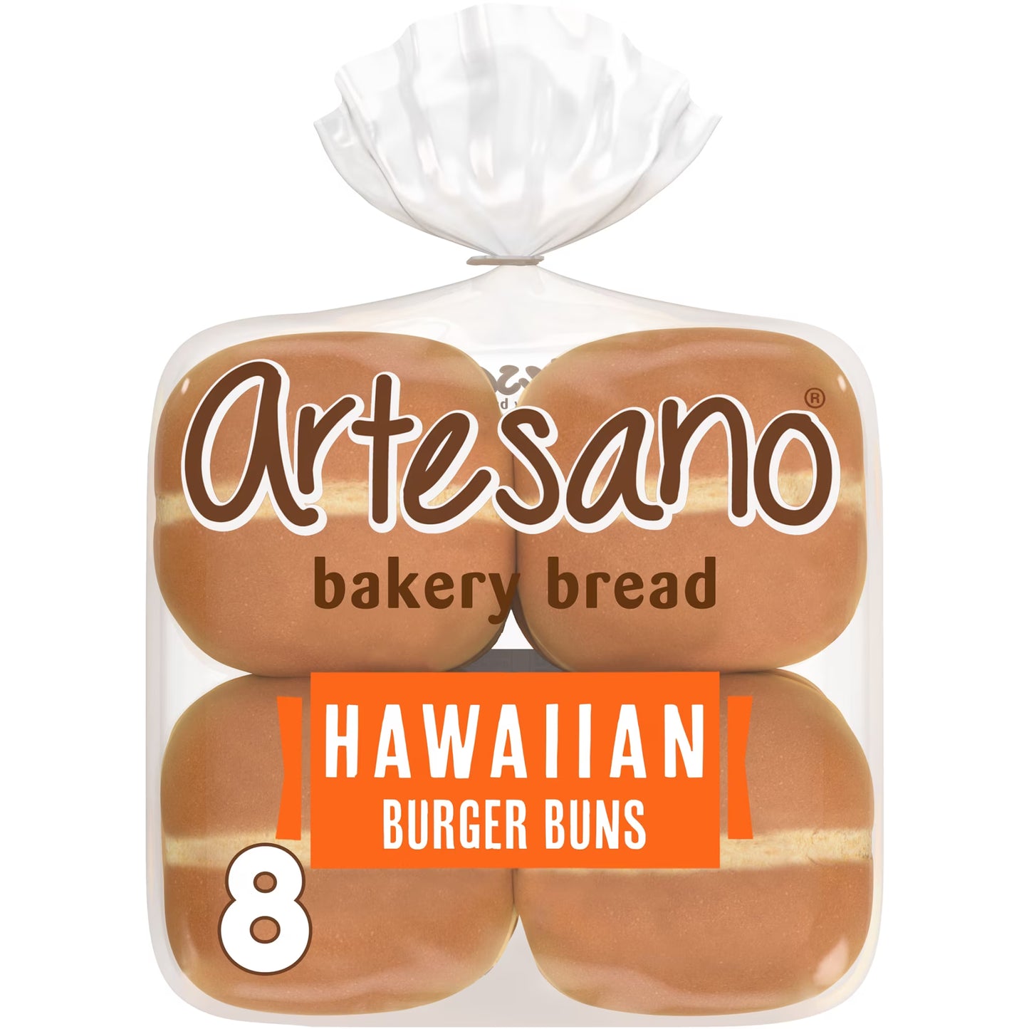 Artesano Hawaiian Bakery Buns, 8 count, Sweet Hamburger Buns, 19 oz Bag