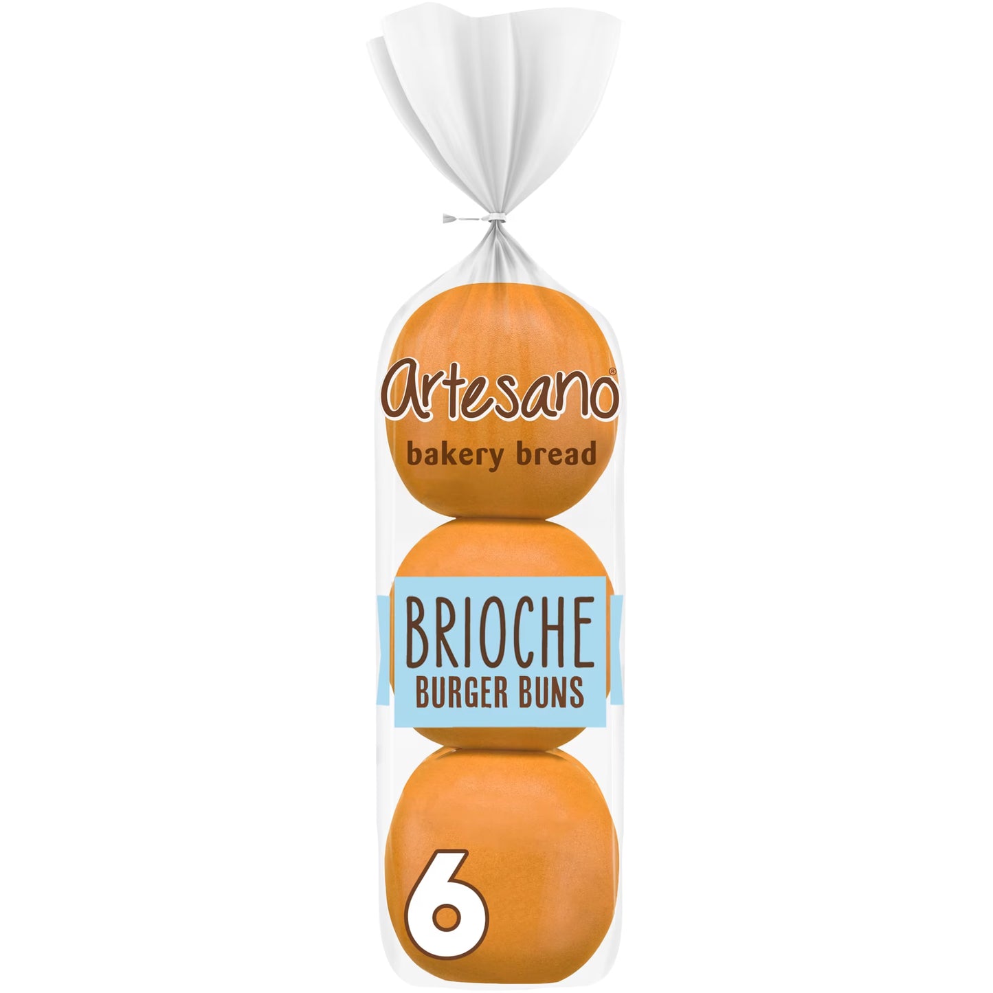 Artesano Brioche Buns, 6 count, Hamburger Buns, 16.4 oz Bag