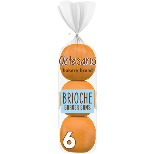 Artesano Brioche Buns, 6 count, Hamburger Buns, 16.4 oz Bag