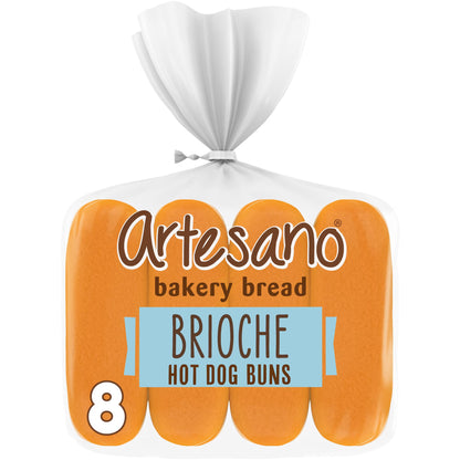 Artesano Brioche Hot Dog Buns, 8 count, Hot Dog Buns, 13.55 oz Bag