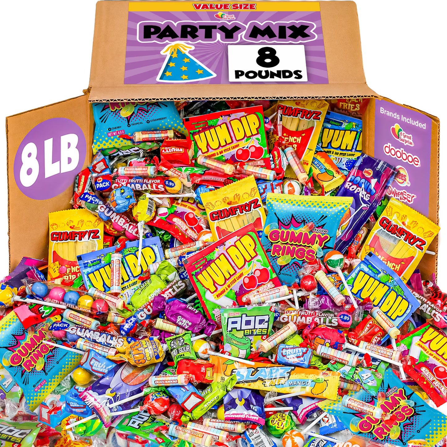 A Great Surprise Assorted Candy Mix, 8 lb Bulk Individually Wrapped Candy Variety Pack for Parades, Piñatas, Goodie Bags, Candy Bowls & Party Favors