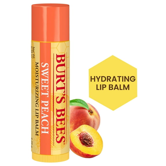 (3 pack) Burt's Bees Sweet Peach Moisturizing Lip Balm, 100% Natural Origin, 0.15 oz