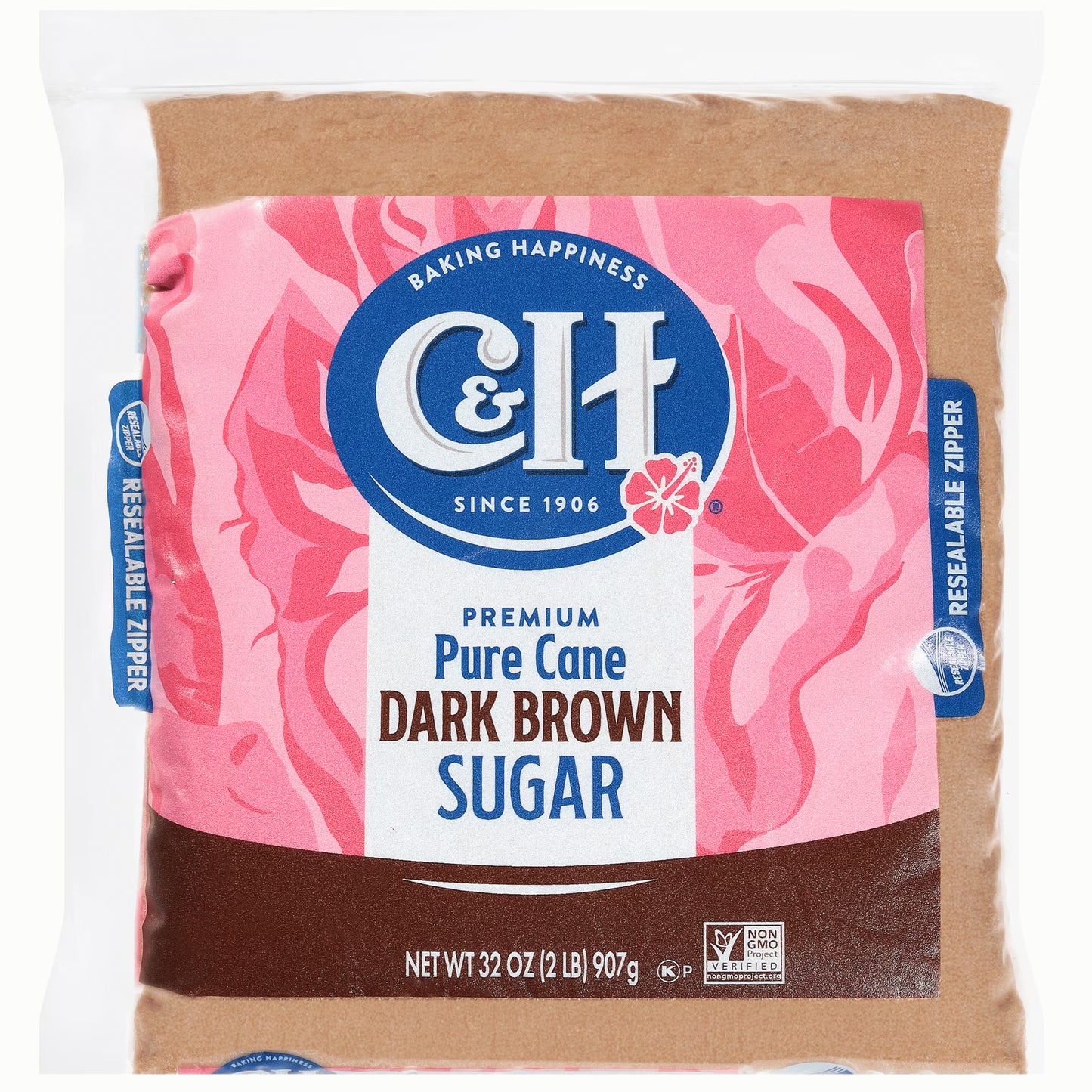 C&H Premium Pure Cane Dark Brown Sugar 2lb. Zipper-Pak