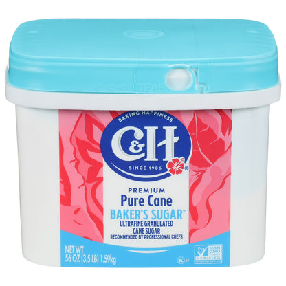 C&H Pure Cane Ultrafine Granulated Baker's Sugar 3.5 lb Tub Pack of 4