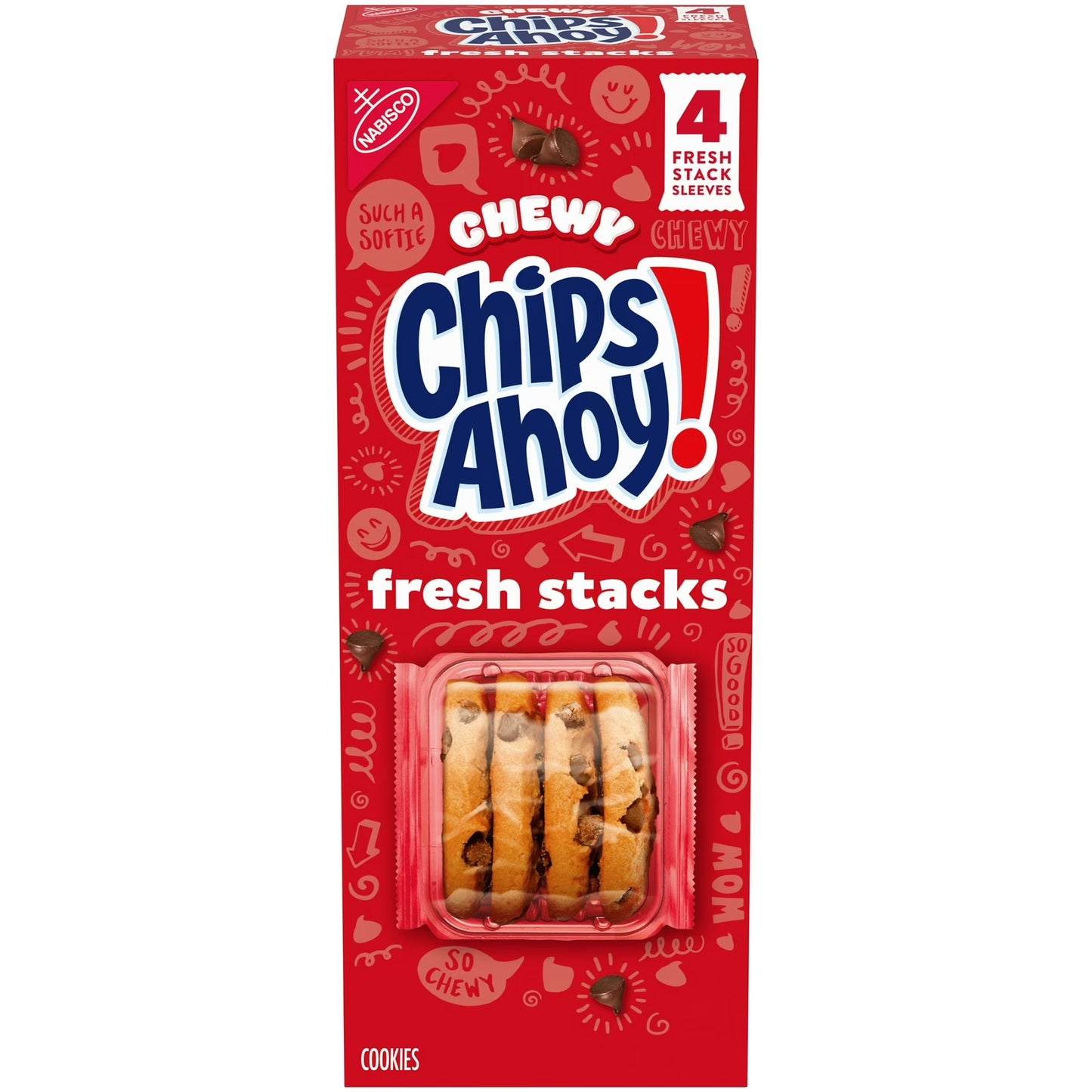 CHIPS AHOY! Fresh Stacks Chewy Fudgy Chocolate Chip Cookies, 8.66 oz (4 Multi Snack Packs)