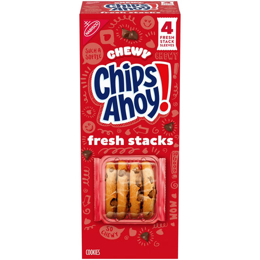 CHIPS AHOY! Fresh Stacks Chewy Fudgy Chocolate Chip Cookies, 8.66 oz (4 Multi Snack Packs)