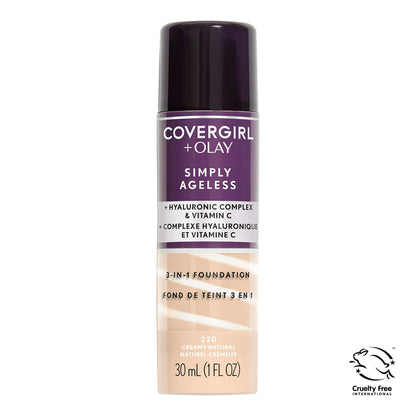 Covergirl & Olay Simply Ageless 3-in-1 Liquid Foundation, 220 Creamy Natural, 1 fl oz