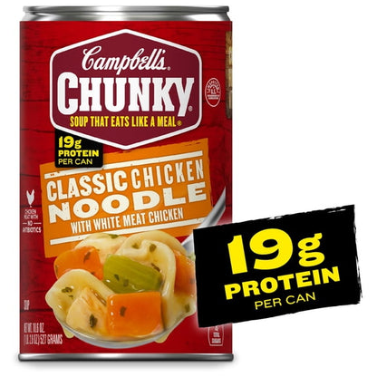 (4 pack) Campbell's Chunky Classic Chicken Noodle Soup, 18.6 oz Can