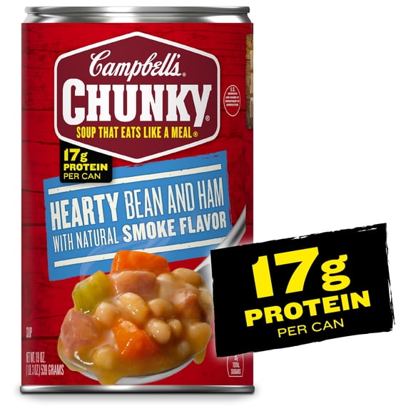 (2 pack) Campbell’s Chunky Soup, Ready to Serve Hearty Bean Soup with Ham, 19 oz Can