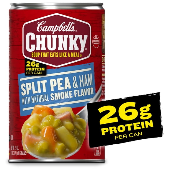 (2 pack) Campbell’s Chunky Soup, Ready to Serve Split Pea Soup with Ham, 19 oz Can
