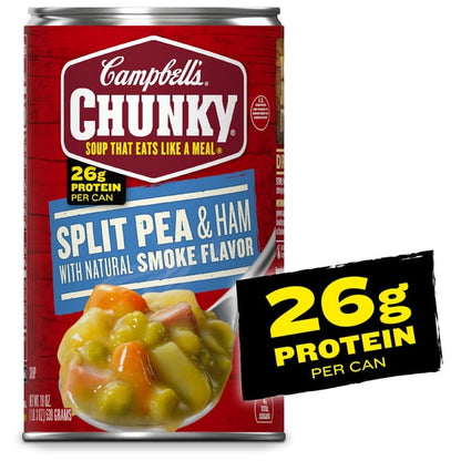 (2 pack) Campbell’s Chunky Soup, Ready to Serve Split Pea Soup with Ham, 19 oz Can