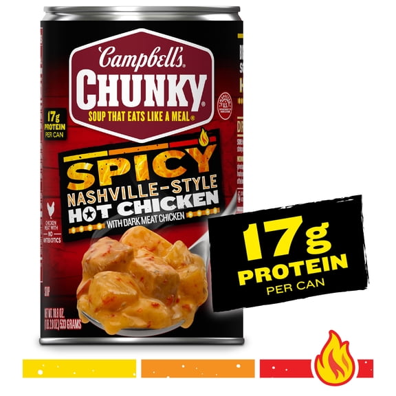 (2 pack) Campbell’s Chunky Soup, Spicy Nashville-Style Hot Chicken Soup, 18.8 oz Can