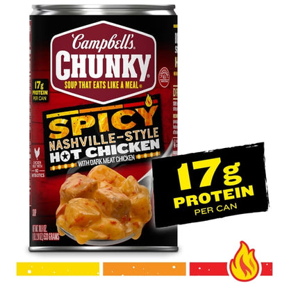 (2 pack) Campbell’s Chunky Soup, Spicy Nashville-Style Hot Chicken Soup, 18.8 oz Can
