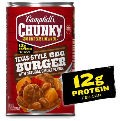 (2 pack) Campbell's Chunky Texas-Style BBQ Burger with Natural Smoke Flavor Soup, 18.8 oz Can