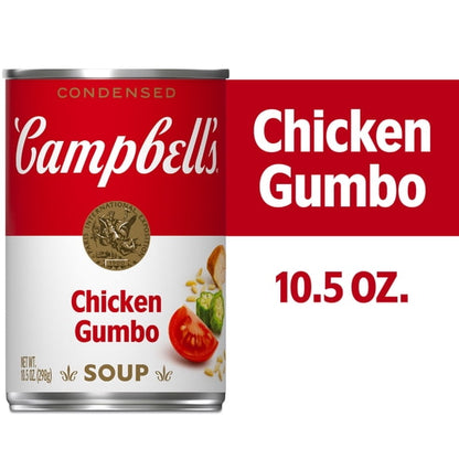 (4 pack) Campbell's Condensed Chicken Gumbo Soup, 10.5 oz Can