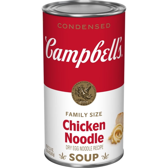 (4 pack) Campbell’s Condensed Chicken Noodle Soup Dry Egg Noodle Recipe, 22.4 oz Family Size Can