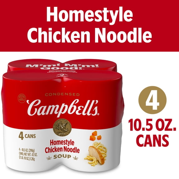 (3 pack) Campbell’s Condensed Homestyle Chicken Noodle Soup, 10.5 oz Can (4 Pack)