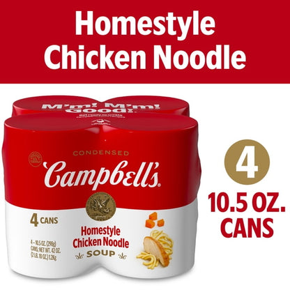 (3 pack) Campbell’s Condensed Homestyle Chicken Noodle Soup, 10.5 oz Can (4 Pack)