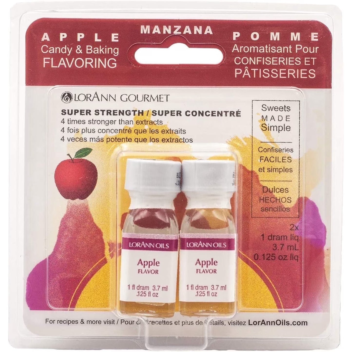 LorAnn Oils Super Strength Flavoring - Used For Candy Making, Flavoring Extracts, Baking, Hard Candy, and Flavor Oils, Apple, 1 fl dram