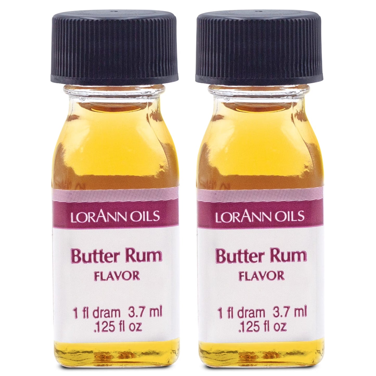 LorAnn Butter Rum Super Strength Flavor - Twin Pack of 1 Dram Bottles (.125 fl oz) - Candy, Confections & Baking